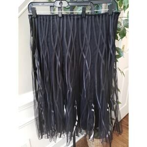 ModeLia Straight Skirt Womens Size 3XL Black Chiffon Lined Layered Side Zip